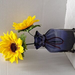 # AFG Handblown Blue wheat sac Glass Vase By Design Society flower not included